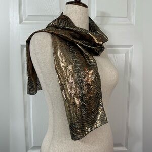 Morgan Taylor Metallic Bronze Animal Print Scarf Made in Italy